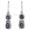 Antique Design 925 Sterling Silver & Amethyst Hoop Earring for All Occasion